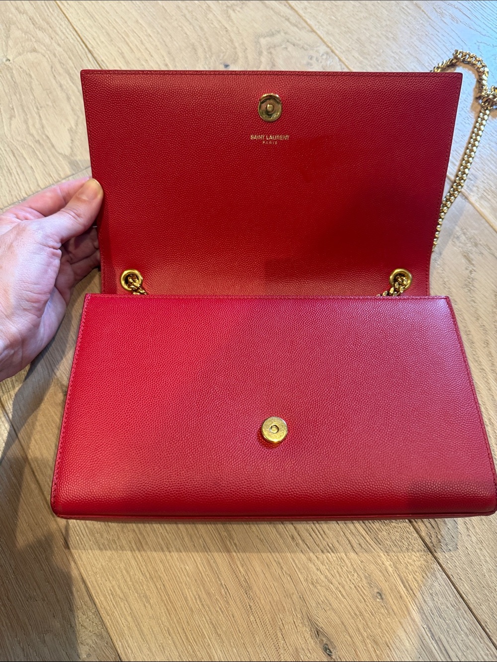 YSL Red Grain De Poudre Medium Kate Chain Bag - Picture 4 of 8